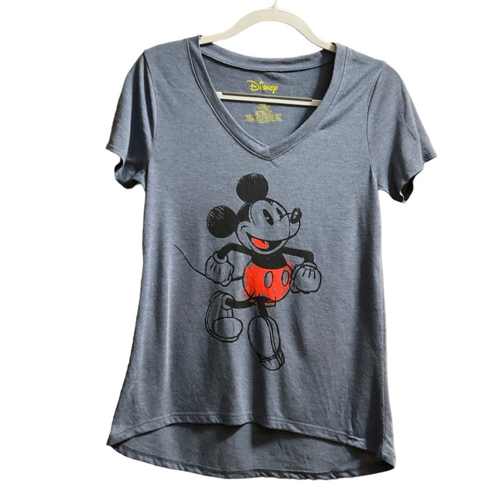 Women’s Graphic Disney Mickey Mouse Blue V-Neck Short Sleeved T-Shirt. Size M